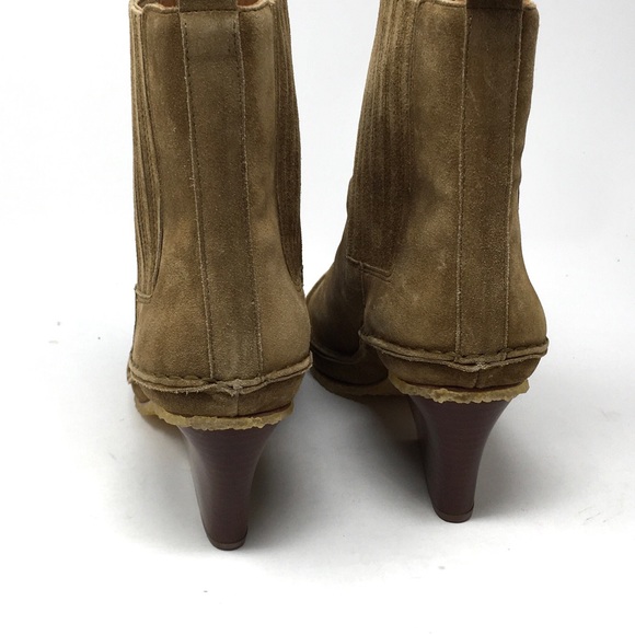 Tory Burch Lila Heeled Ankle Boot Natural Suede Alice Brown - Picture 7 of 15